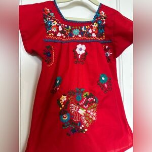 Red Mexican Embroidered Dress